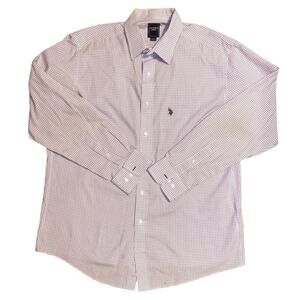 U.S. Polo Assn. Purple & White Checkered Button Down Shirt Large 16-16.5